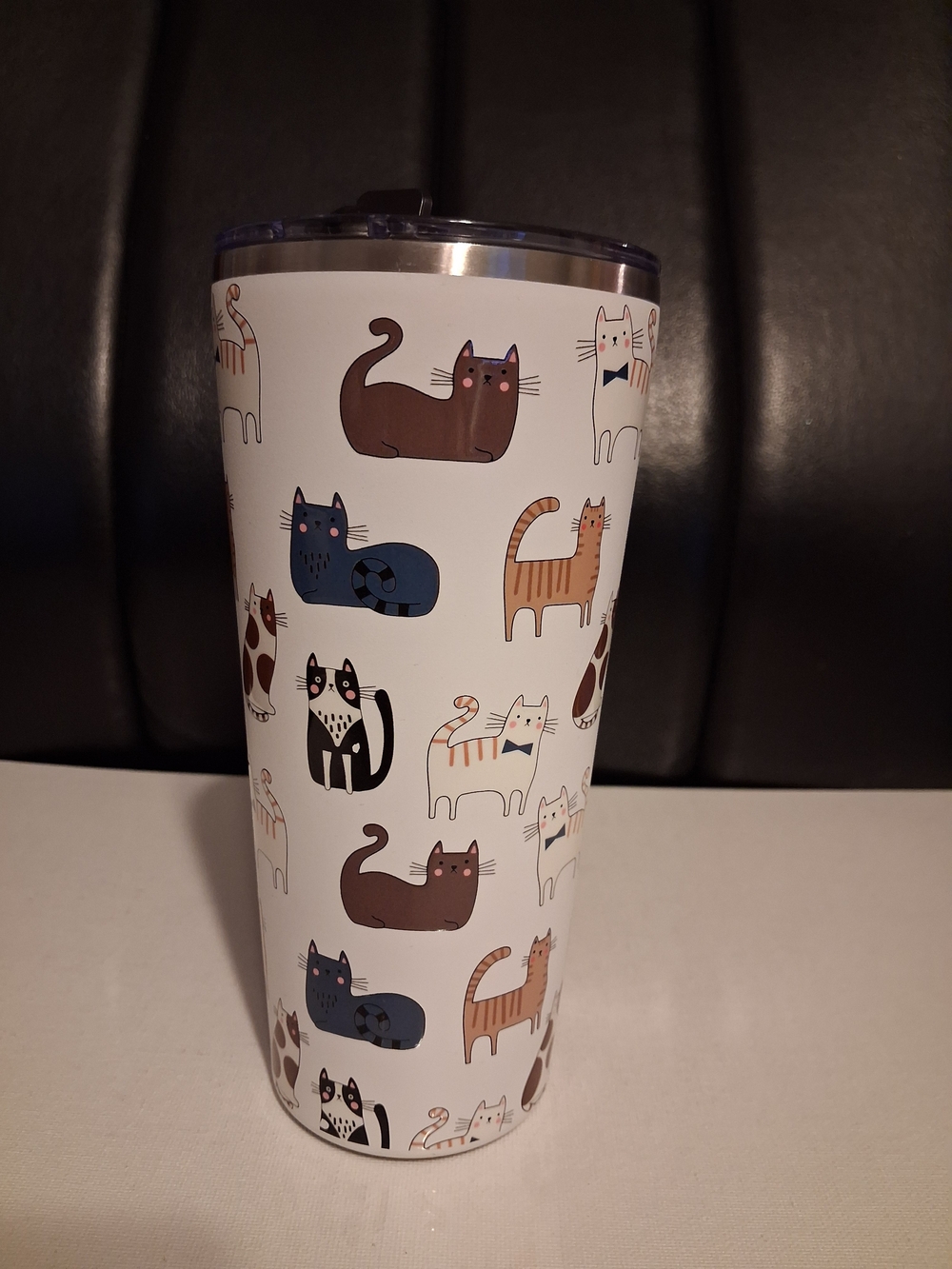 White Cat Pattern Insulated Tumbler - Pets Cat Design